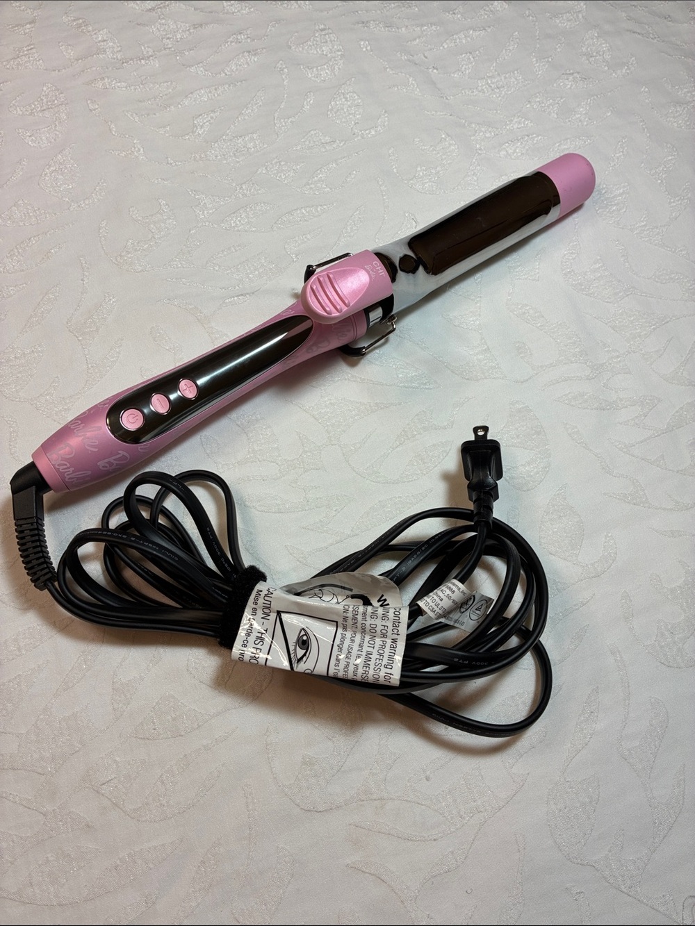 BARBIE 1.5in Pink Ceramic Clamp Curling Iron